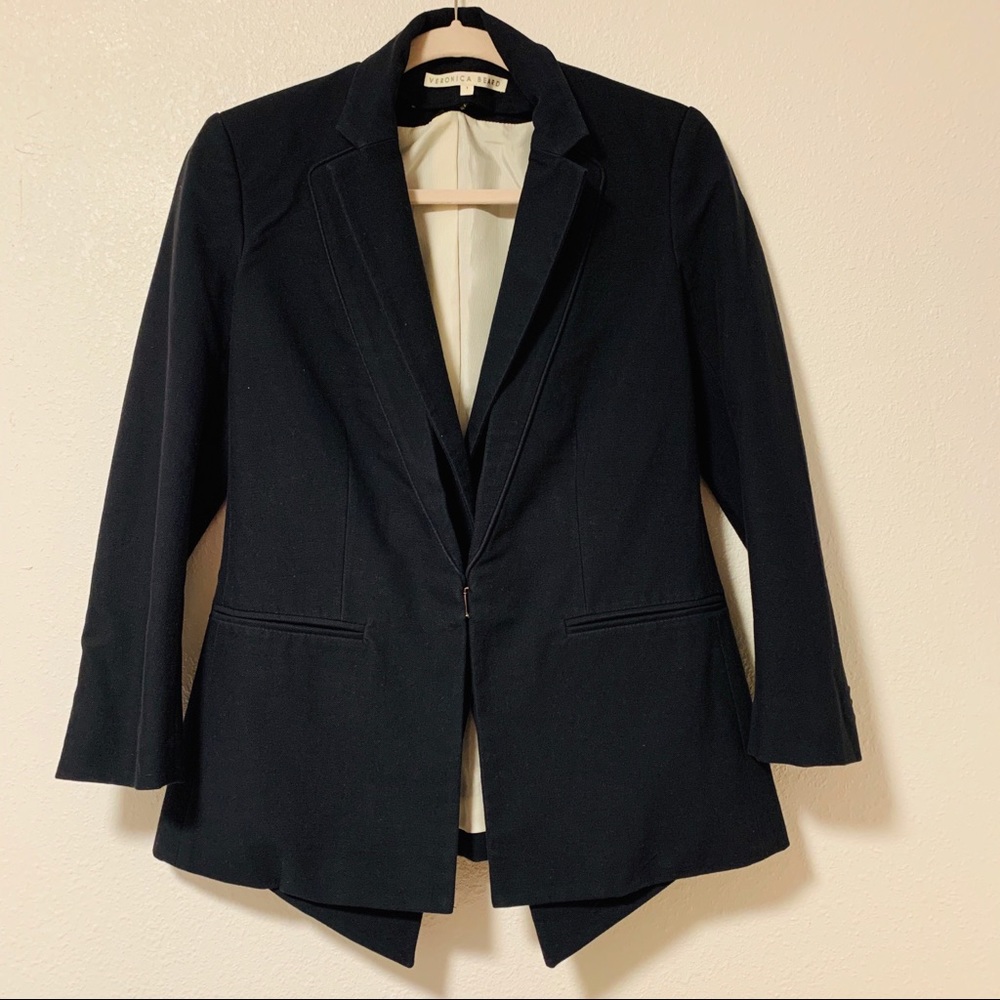 Veronica Beard Removable Collar Navy Blue Blazer - Picture 2 of 16